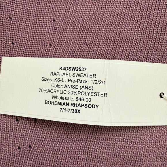 NWT Bishop & Young Raphael Sweater Mauve Purple Small Cropped V Neck 3/4 Sleeve - Picture 4 of 5